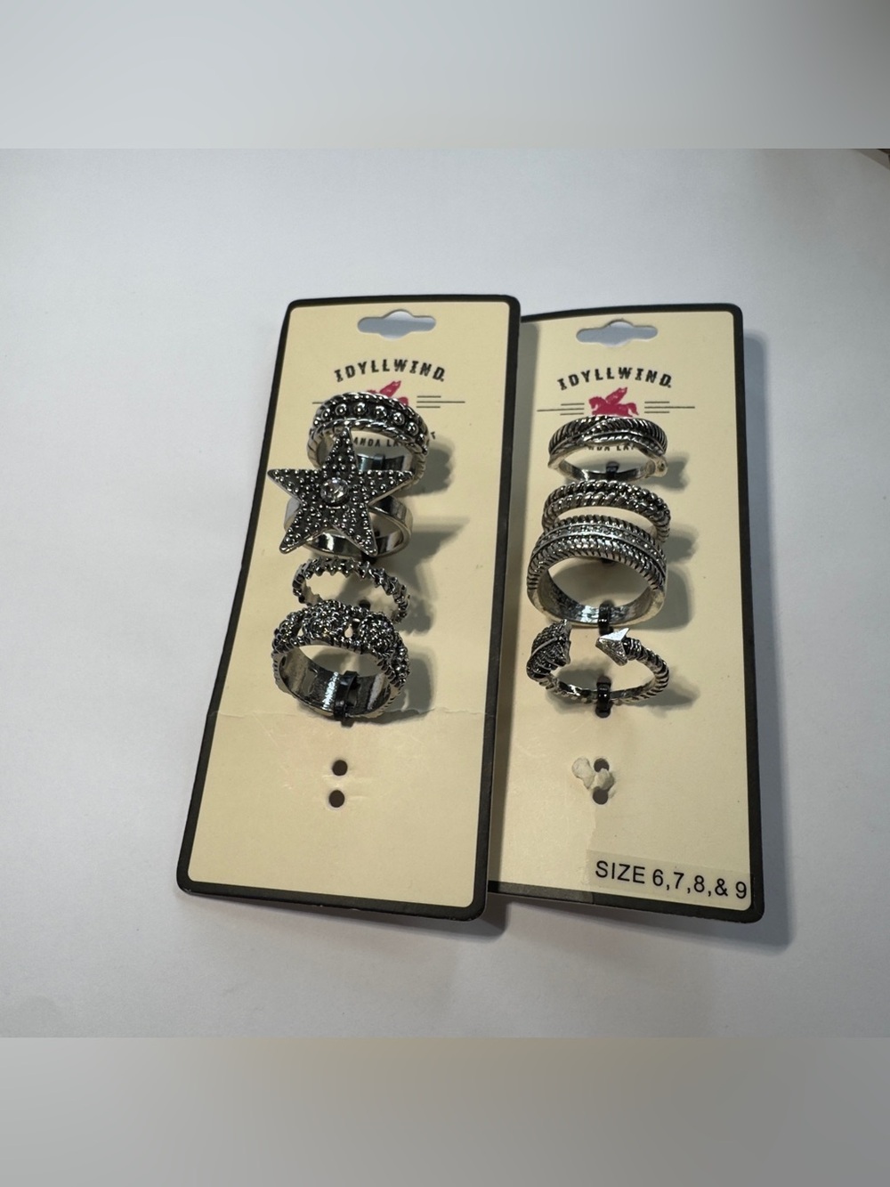 Size 6,7 & 8 Idyllwind Silver Stacked Ring Set with Star and Textured Bands